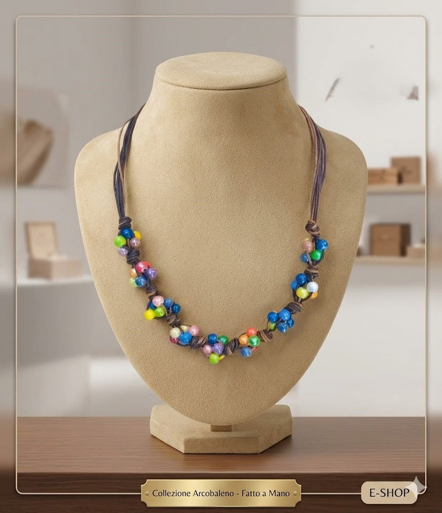 Collana Grappoli di Perline Colorate – Doppio Filo Fatta a Mano