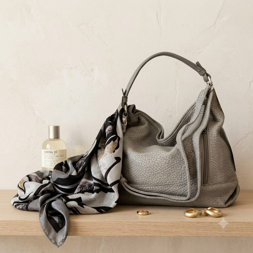 Borsa in ecopelle grigia con tracolla