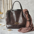 Borsa in ecopelle marrone effetto invecchiato