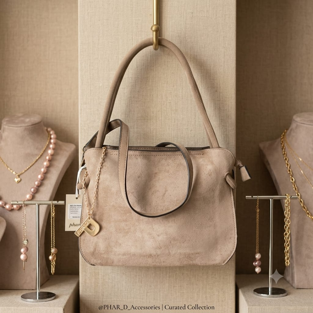 Borsa in ecopelle simil camoscio marrone chiaro con tracolla