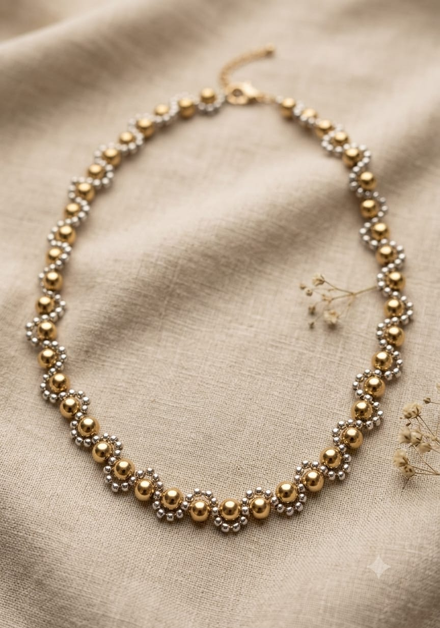 Collana girocollo in acciaio nella versione color oro
